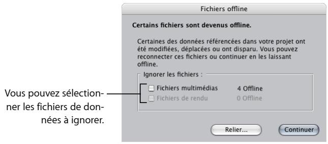 APPLE FINAL CUT EXPRESS 4 - À propos de la zone de dialogue Fichiers offline - 1