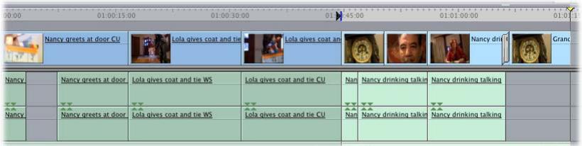 APPLE FINAL CUT PRO 6 - Pour monter le contenu d'une séquence dans une autre en la glissant dans la Timeline : - 2