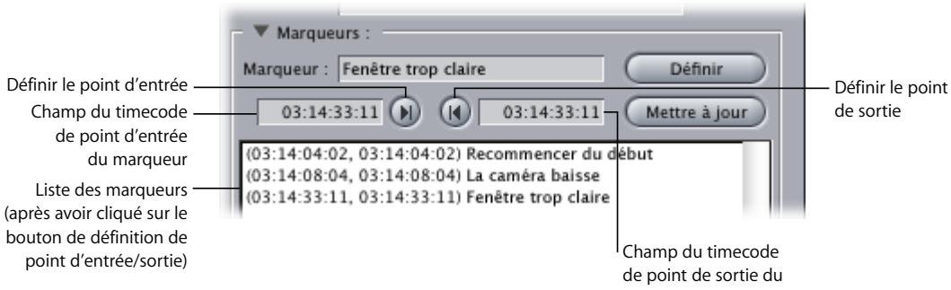 APPLE FINAL CUT PRO 6 - Commandes de marquage au sein de l'onglet Stockage - 1