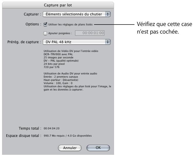APPLE FINAL CUT PRO 6 - Modification des sélections de pistes d'un plan après le listage - 2