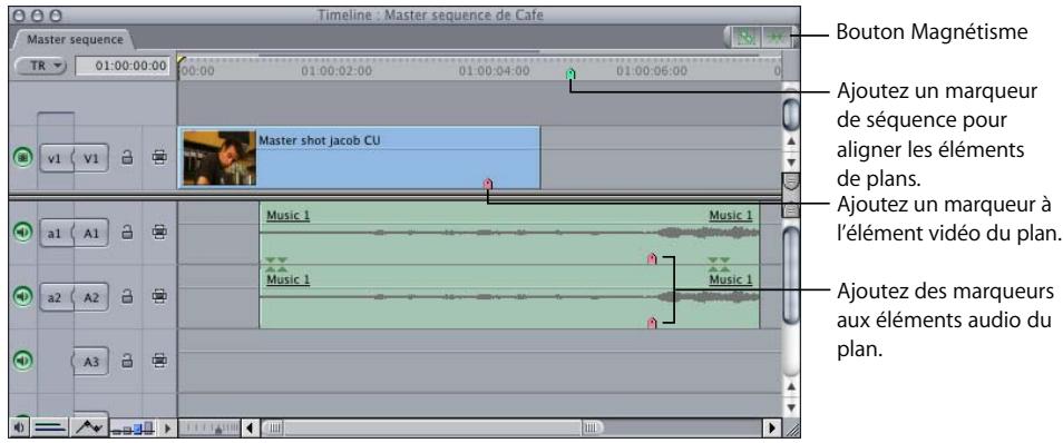 APPLE FINAL CUT PRO 6 - Alignement d'éléments dans la Timeline grâce à leurs marqueurs - 1