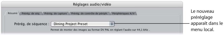 APPLE FINAL CUT PRO 6 - Pour créer un nouveau préréglage : - 3