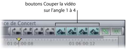 APPLE FINAL CUT PRO 6 - Pour couper un angle de multiplan à l'aide des boutons de raccourci ou des raccourcis clavier : - 1