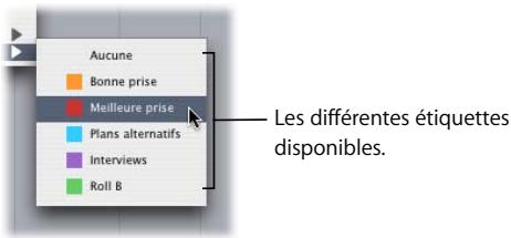 APPLE FINAL CUT PRO 6 - Pour affecter une étiquette à un plan dans le Navigateur, effectuez l'une des opérations suivantes : - 1