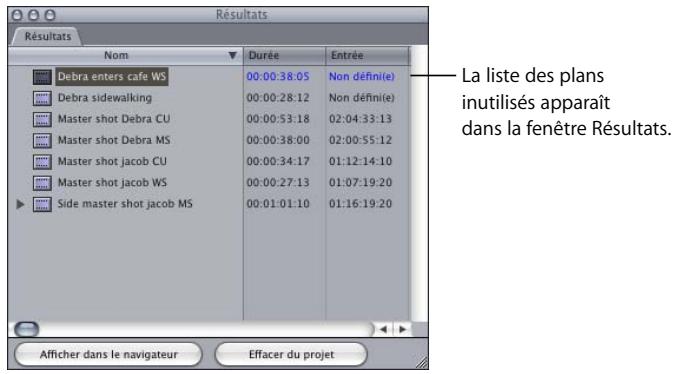 APPLE FINAL CUT PRO 6 - Pour rechercher les plans inutilisés : - 1