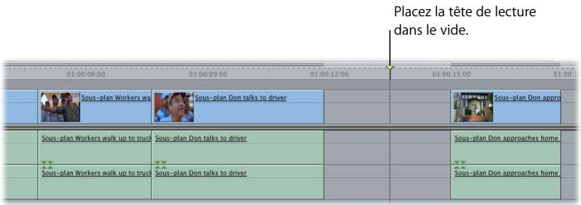 APPLE FINAL CUT PRO 6 - Exemple : montage d'un plan dans un vide de votre séquence - 2