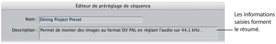 APPLE FINAL CUT PRO 6 - Pour créer un nouveau préréglage : - 2