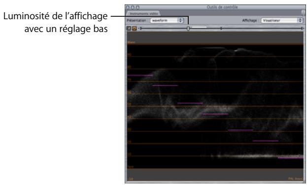 APPLE FINAL CUT PRO 6 - Pour modifier la luminosité de l'affichage ou des échelles d'un instrument vidéo : - 2