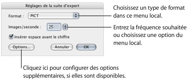 APPLE FINAL CUT PRO 6 - Pour exporter une suite d'images numérotées : - 2