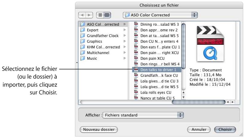APPLE FINAL CUT PRO 6 - Pour importer un fichier ou un dossier : - 3