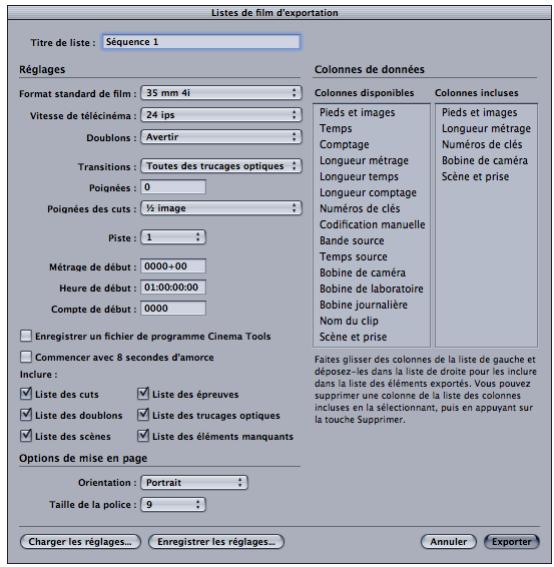 APPLE FINAL CUT PRO 6 - Pour exporter un fichier de liste de films : - 1