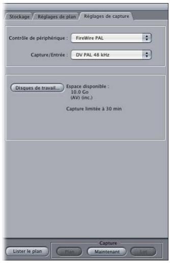 APPLE FINAL CUT PRO 6 - Onglets de la fenêtre Lister et capturer - 3