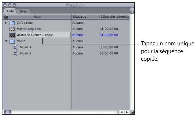 APPLE FINAL CUT PRO 6 - Pour dupliquer une séquence : - 1