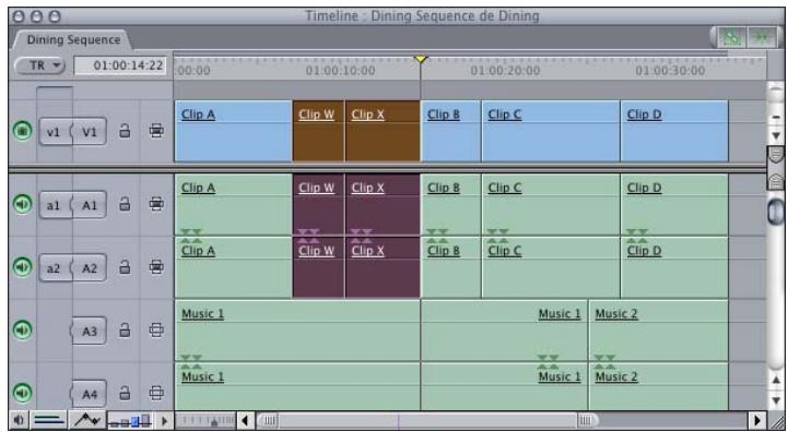 APPLE FINAL CUT PRO 6 - Pour copier des plans d'une séquence dans une autre à l'aide des commandes Copier et Coller : - 2
