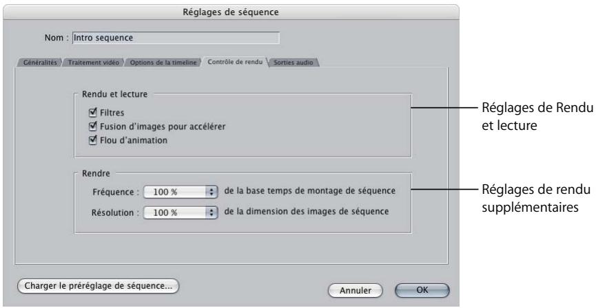 APPLE FINAL CUT PRO 6 - Onglet Contrôle de rendu - 1