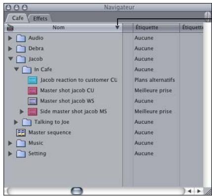 APPLE FINAL CUT PRO 6 - Pour trier des éléments du Navigateur : - 1