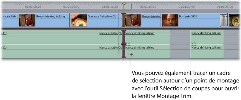 APPLE FINAL CUT PRO 6 - Pour ouvrir la fenêtre Montage Trim, effectuez l'une des opérations suivantes : - 2