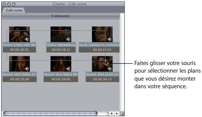 APPLE FINAL CUT PRO 6 - Pour ajouter un plan entier à une séquence : - 1