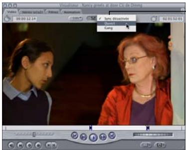 APPLE FINAL CUT PRO 6 - Pour synchroniser (gang) les têtes de lecture du Visualiseur et du Canevas / de la Timeline : - 1