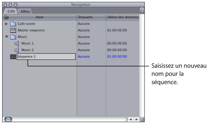 APPLE FINAL CUT PRO 6 - Pour créer une séquence dans le projet en cours : - 1