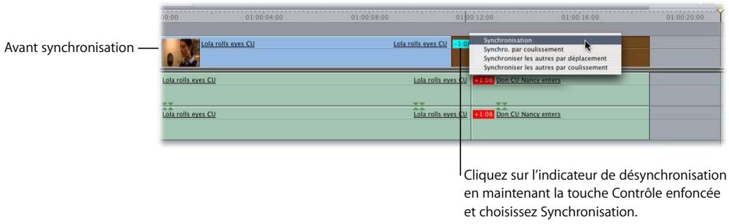 APPLE FINAL CUT PRO 6 - Rétablir la synchronisation d'un plan - 1