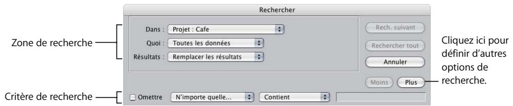 APPLE FINAL CUT PRO 6 - Pour ouvrir la fenêtre Rechercher : - 1