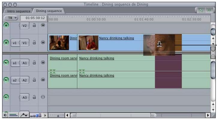 APPLE FINAL CUT PRO 6 - Pour réaliser un montage par écrasement : - 1