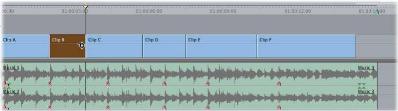APPLE FINAL CUT PRO 6 - Montages Ripple et relations de synchronisation d'éléments de plans sur d'autres pistes - 2