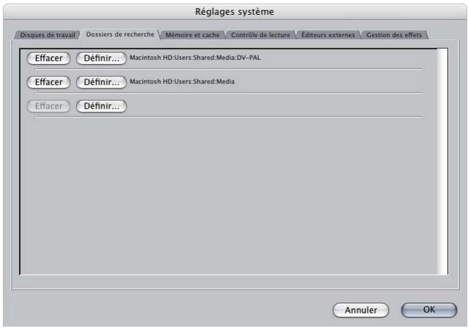 APPLE FINAL CUT PRO 6 - Onglet Dossiers de recherche - 1