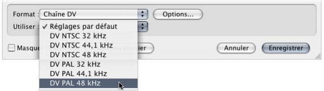 APPLE FINAL CUT PRO 6 - Pour exporter un fichier de flux DV : - 1