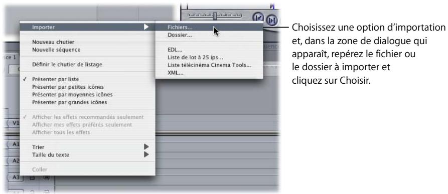 APPLE FINAL CUT PRO 6 - Pour importer un fichier ou un dossier : - 4