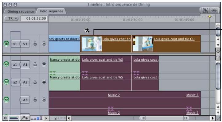 APPLE FINAL CUT PRO 6 - Pour sélectionner tous les plans de toutes les pistes en avant ou en arrière à partir du plan sélectionné : - 2