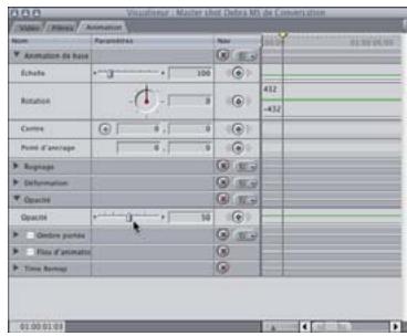 APPLE FINAL CUT PRO 6 - Exemple : modification d'opacité à l'aide des images clés - 2