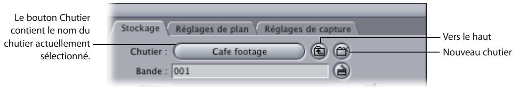 APPLE FINAL CUT PRO 6 - Commandes de chutier de listage dans l'onglet Stockage - 1