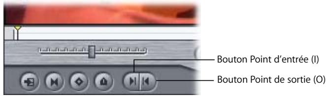 APPLE FINAL CUT PRO 6 - Pour définir le point d'entrée ou de sortie d'un plan dans le Visualiseur : - 1