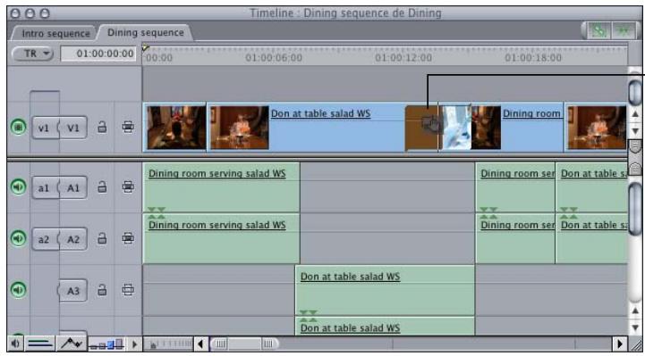 APPLE FINAL CUT PRO 6 - Application d'une transition modifiée directement à une séquence dans la Timeline - 1