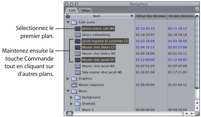 APPLE FINAL CUT PRO 6 - Pour sélectionner plusieurs plans dispersés : - 1