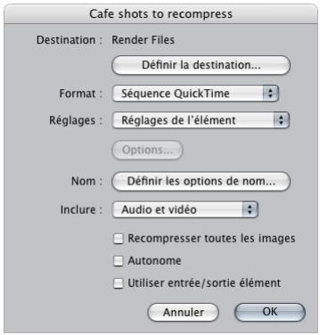APPLE FINAL CUT PRO 6 - Choix de réglages d'exportation à l'aide du bouton Réglages - 2