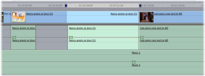 APPLE FINAL CUT PRO 6 - Pour sélectionner les plans situés entre les points d'entrée et de sortie : - 1