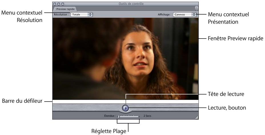 APPLE FINAL CUT PRO 6 - Contrôles de l'onglet Preview rapide - 1