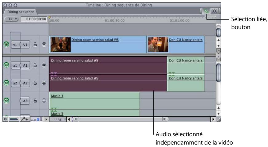 APPLE FINAL CUT PRO 6 - Désactivez la sélection liée en effectuant l'une des opérations suivantes : - 1