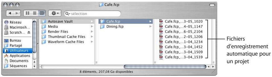 APPLE FINAL CUT PRO 6 - Pour modifier l'emplacement du dossier Enregistrement automatique : - 1