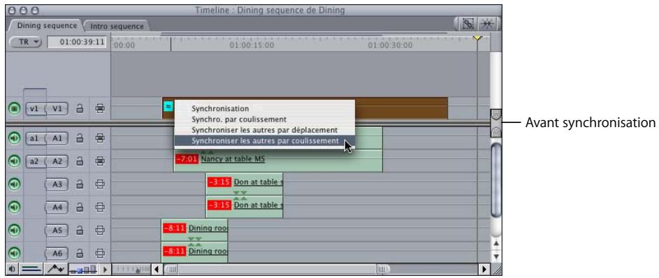 APPLE FINAL CUT PRO 6 - Pour synchroniser tous les éléments de plan désynchronisés sur l'élément d'ancrage : - 3