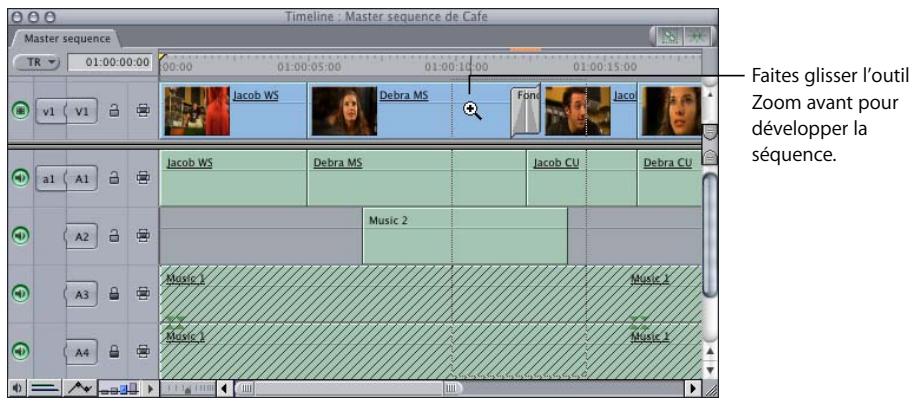 APPLE FINAL CUT PRO 6 - Pour effectuer un zoom avant ou arrière sur la Timeline à l'aide de la commande Zoom : - 2