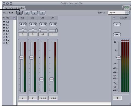 APPLE FINAL CUT PRO 6 - Utilisation des affichages du mélangeur audio - 1