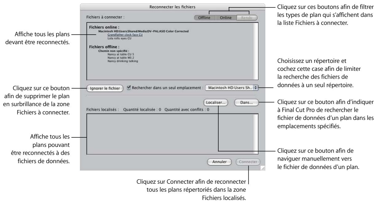 APPLE FINAL CUT PRO 6 - À propos de la zone de dialogue Reconnecter les fichiers - 1