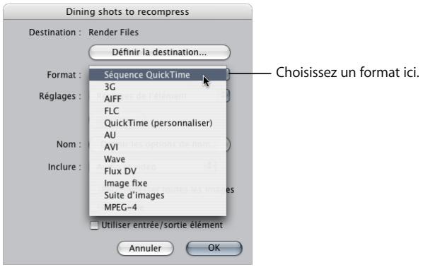 APPLE FINAL CUT PRO 6 - Choix de réglages d'exportation à l'aide du bouton Réglages - 3