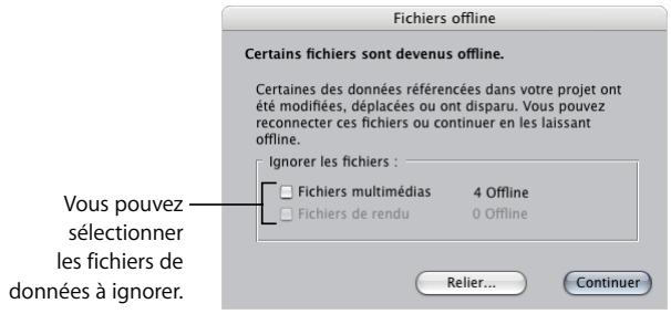 APPLE FINAL CUT PRO 6 - À propos de la zone de dialogue Fichiers offline - 1