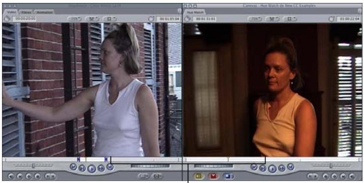 APPLE FINAL CUT PRO 6 - Exemple : utilisation des commandes de correspondance de teinte du filtre « Étalonnage à 3 voies » - 1