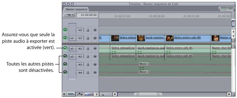 APPLE FINAL CUT PRO 6 - Pour exporter une piste audio unique en tant que fichier audio : - 1